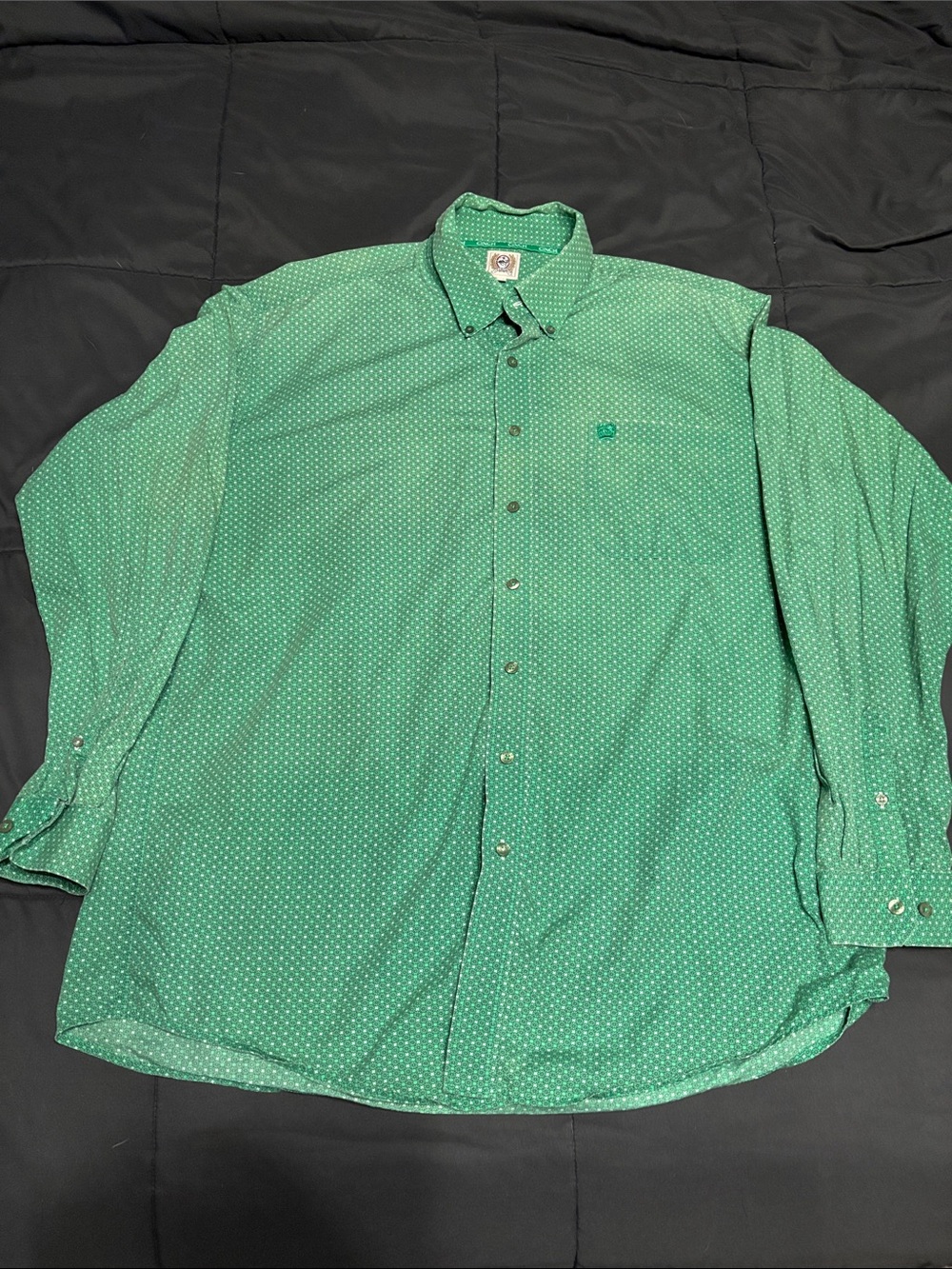Cinch Green Microdot Button-Down Shirt
